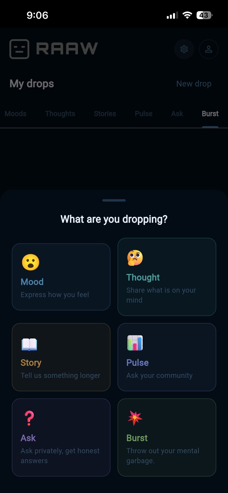 What are you dropping? – drop type picker